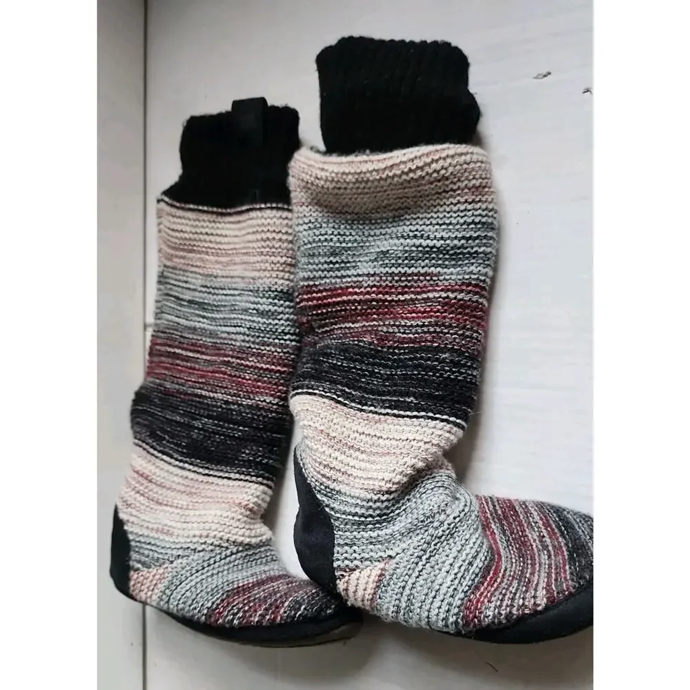 Muk Luks Women 7/7.5 Mid-Calf Sweater Boots Slouch Soft Knit Cottagecore Boho